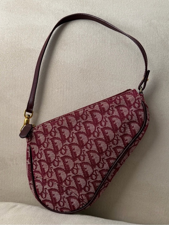 Dior Handbags - Dior Burgundy Diorissimo Trotter Mini Saddle Shoulder Bag